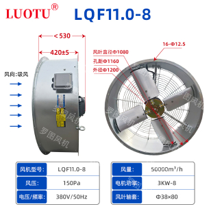 3kw 扇葉直徑1.1m 風(fēng)量50000m3/鋁合金風(fēng)葉